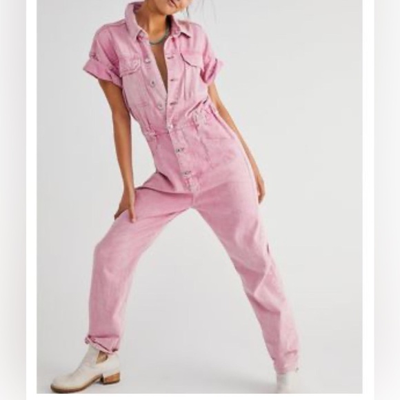 We The Free Marci Jumpsuit in Maui pink sz XS extra small - Picture 1 of 10